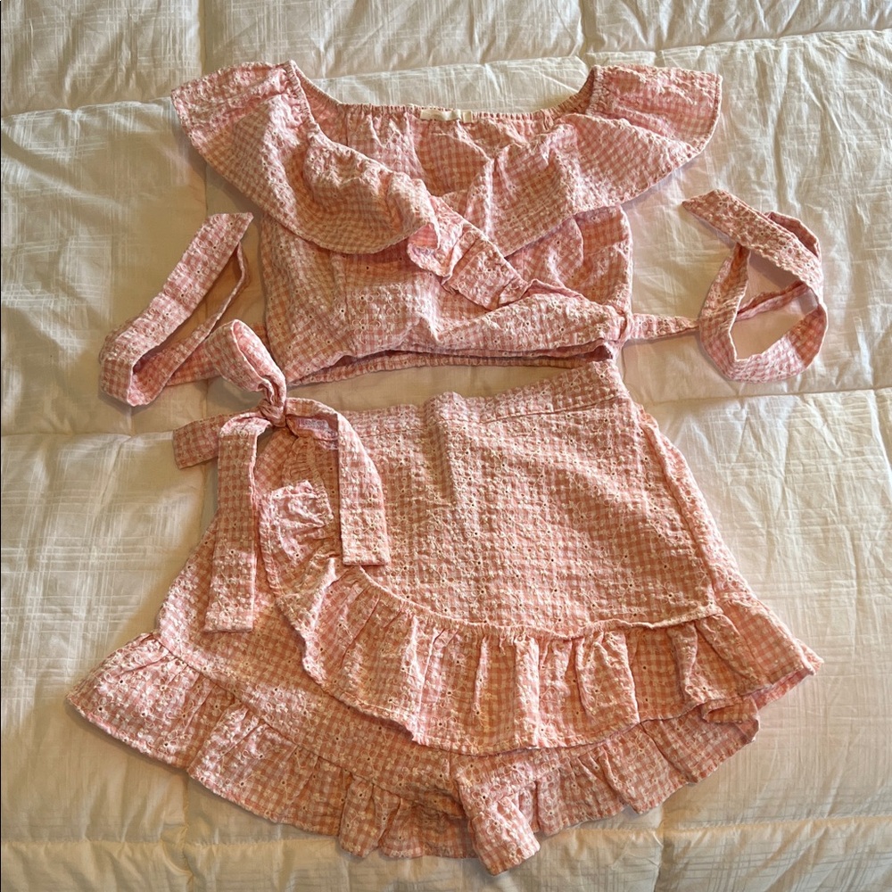 ILLA ILLA Pink Gingham Patterned Set